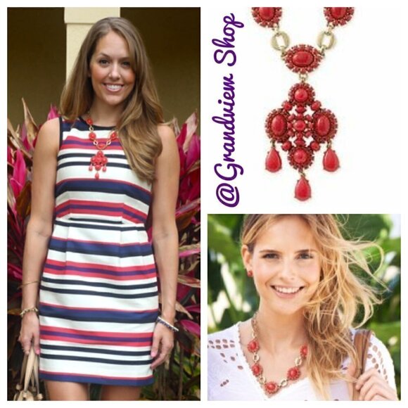 Stella & Dot Sardinia Vibrant Red Statement Necklace - Picture 2 of 9